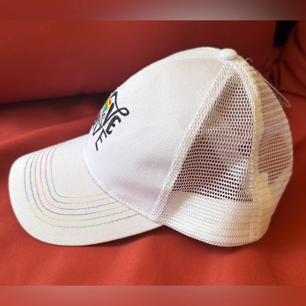 Love Is Love White & Rainbow Mesh Snapback Adjustable Hat Cap NWT